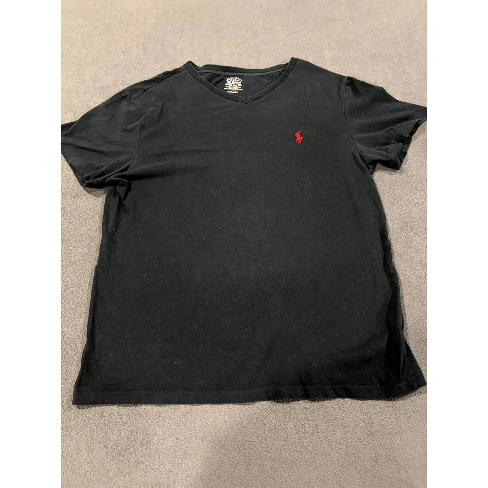 Polo Ralph Lauren T Shirt Mens Medium Black Cotton Embroidered logo Short Sleeve